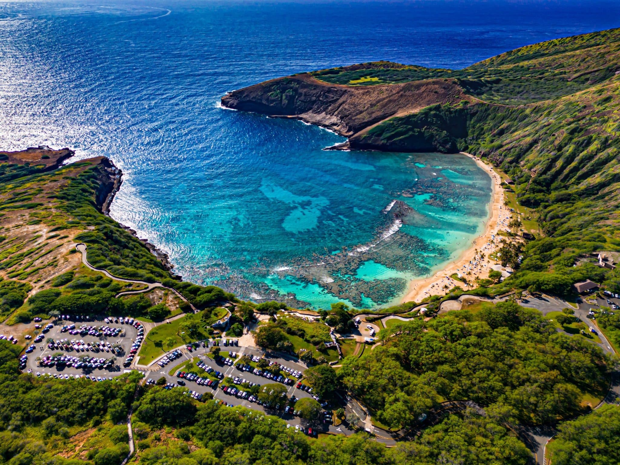 Hanauma Bay strand en baai op Oahu, Hawaii