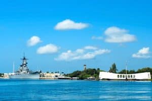 USS Missouri bij Pearl Harbor op Oahu, Hawaii
