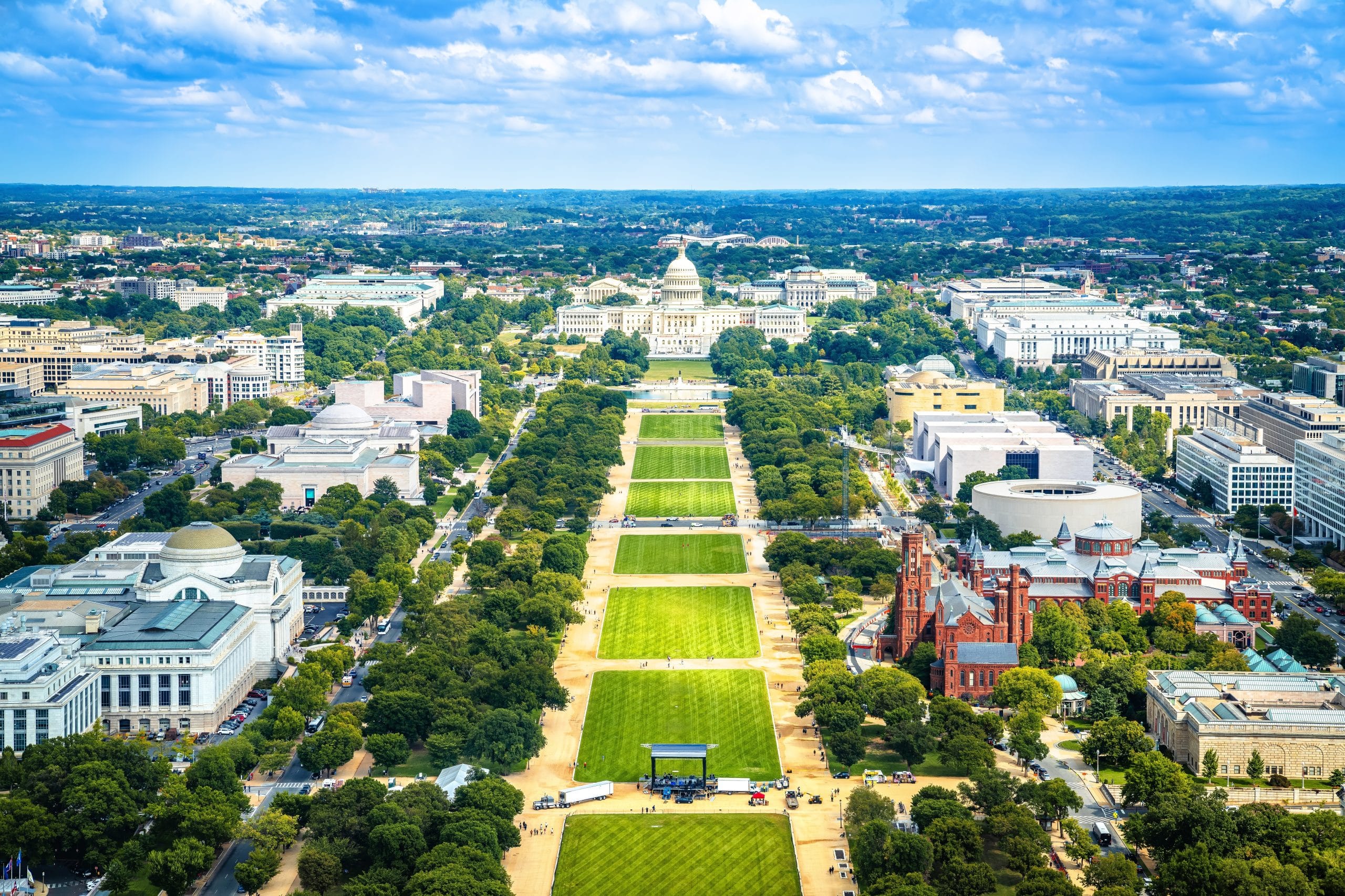 National Mall in Washington D.C. met zicht op het Capitol