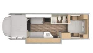 Plattegrond met slaapgedeelte Road Bear C29-31 camper