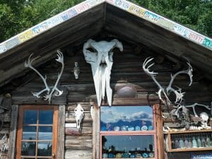Houten huis met geweien Anchorage Alaska