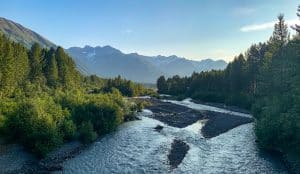 Rivier met bergen Anchorage Alaska