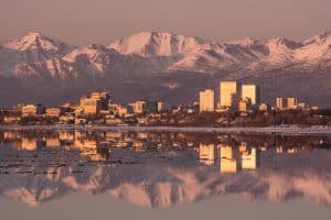 Skyline reflectie Anchorage Alaska
