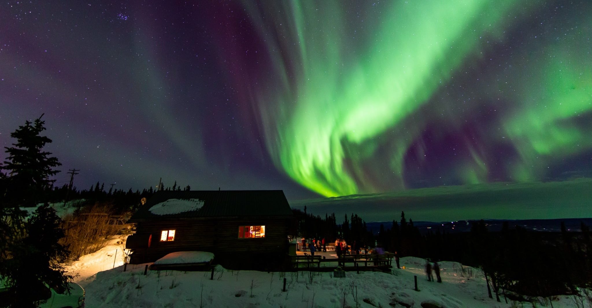 Fairbanks Alaska noorderlicht boven hut 2 voor bewerken