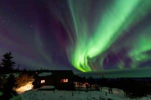 Fairbanks Alaska noorderlicht boven hut
