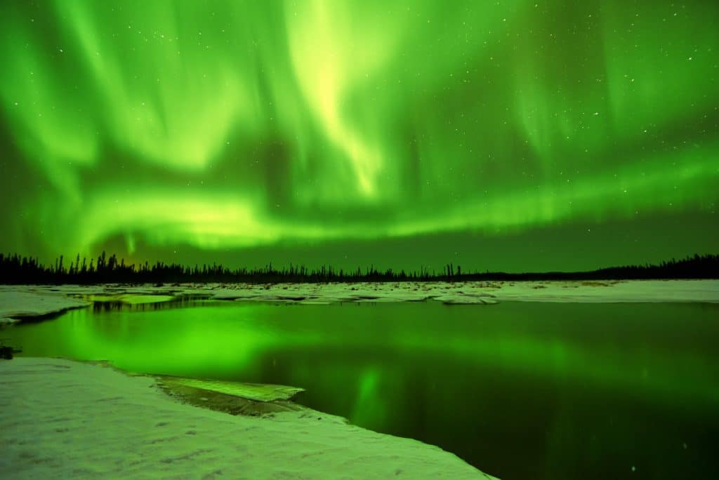 Fairbanks Alaska noorderlicht boven rivier