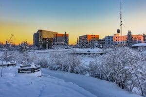 Fairbanks Alaska stad in winter