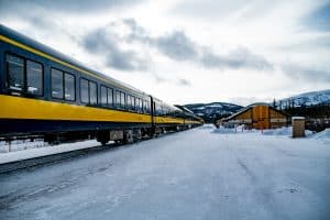 Fairbanks Alaska trein in sneeuw