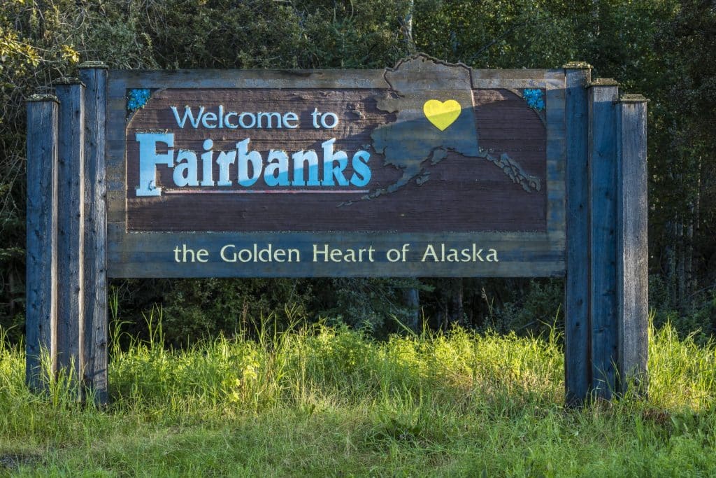 Fairbanks Alaska welkomstbord