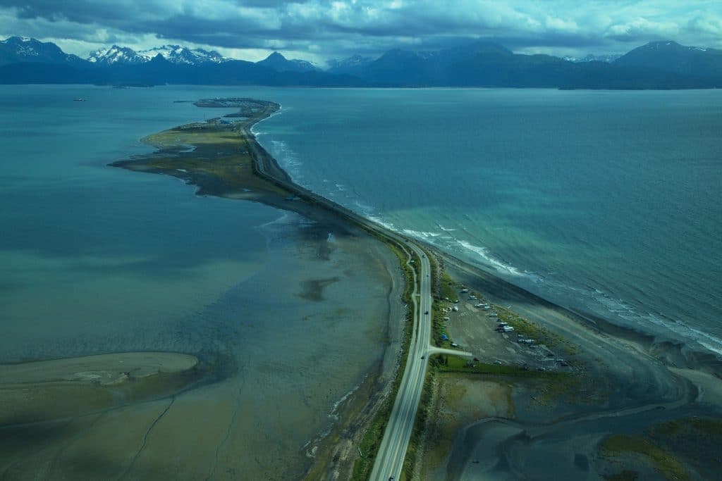 Luchtbeeld Homer Spit Alaska