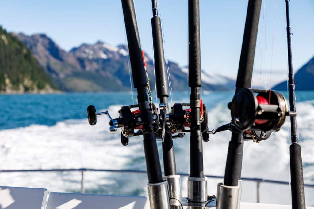 Hengels op boot Homer Alaska