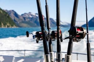 Hengels op boot Homer Alaska