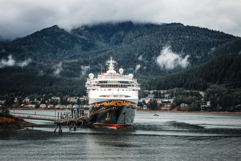 Cruiseschip in haven van Juneau Alaska