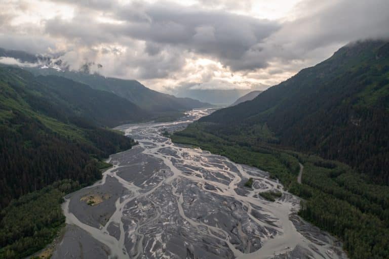 Seward Alaska rivierdelta in vallei