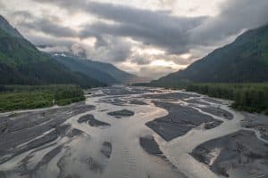 Seward Alaska rivierdelta vanuit lucht