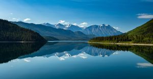 Meer met bergen bij Skagway Alaska