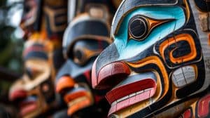 Traditionele totempalen in Alaska