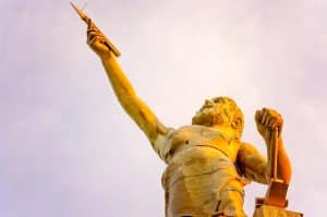 Detail van Vulcan standbeeld in Birmingham Alabama