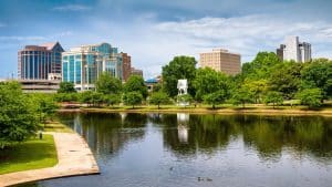 Huntsville Big Spring Park skyline water