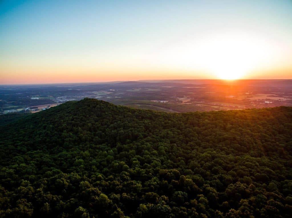 Huntsville Monte Sano berg zonsondergang bos