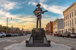 Hank Williams standbeeld downtown Montgomery Alabama