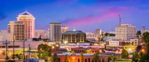 Skyline Montgomery Alabama avond stadsbeeld