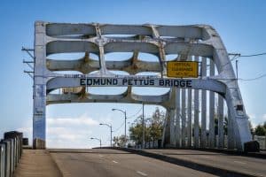 Edmund Pettus Bridge Selma Alabama brug constructie