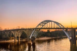 Brug Selma Alabama rivier zonsondergang