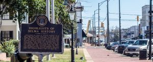 Historisch bord Selma Alabama straatbeeld