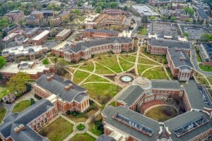 Universiteit campus Tuscaloosa Alabama luchtfoto