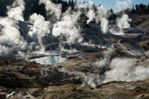 Lassen Volcanic National Park stoomvelden met warmwaterbron