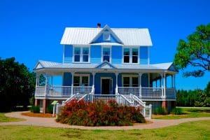 Blauw historisch huis op Anna Maria Island in Florida