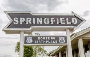 Route 66 Birthplace bord in Springfield Missouri