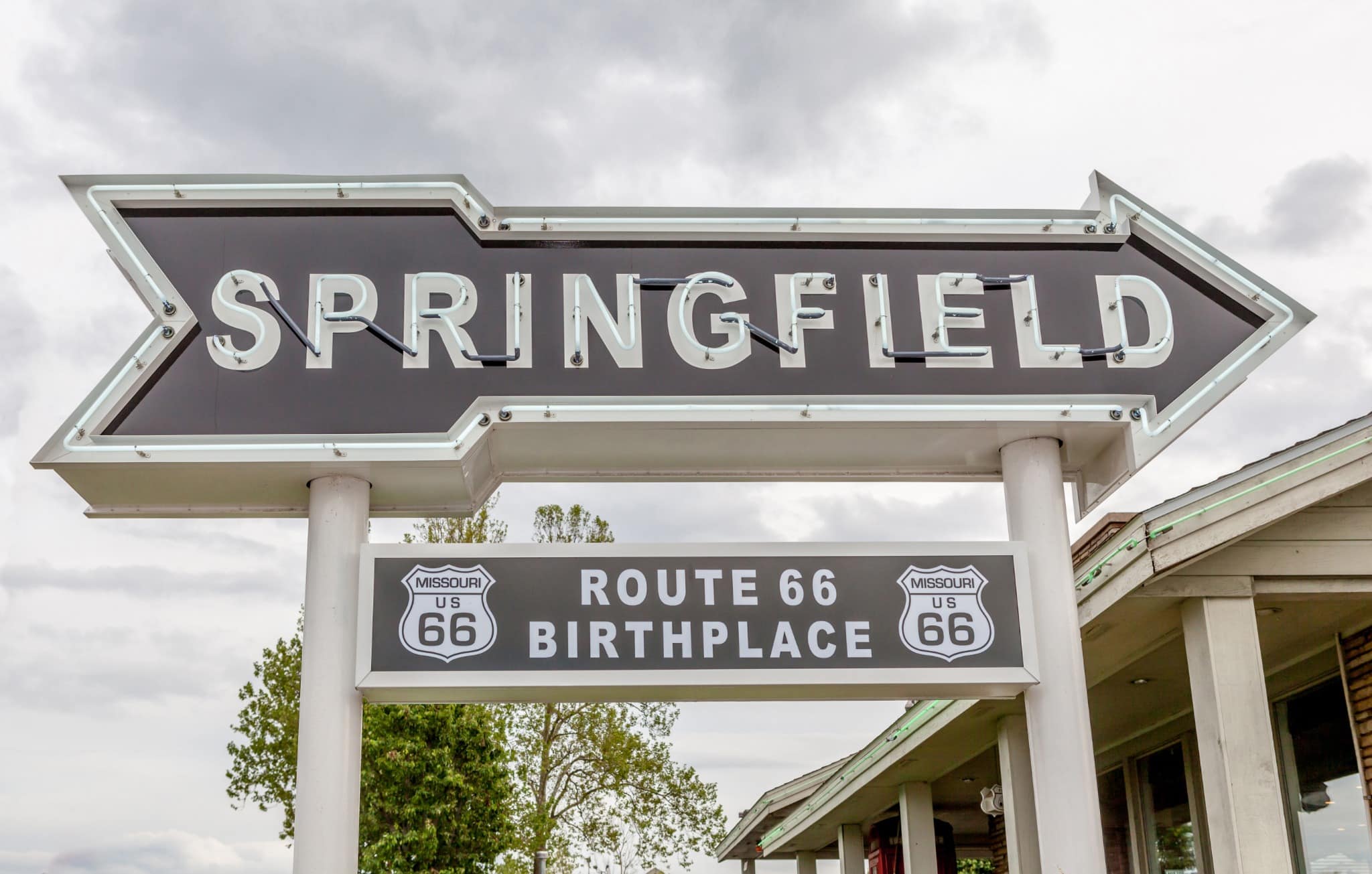 Route 66 Birthplace bord in Springfield Missouri
