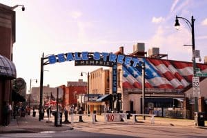 Ingang van Beale Street in Memphis Tennessee