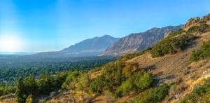 Berglandschap van de Wasatch Range bij Ogden in Utah